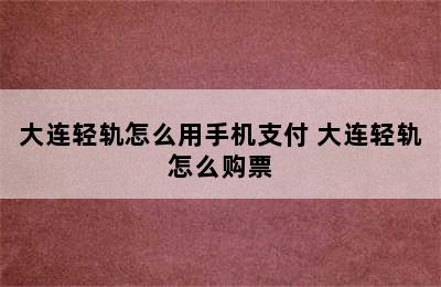 大连轻轨怎么用手机支付 大连轻轨怎么购票